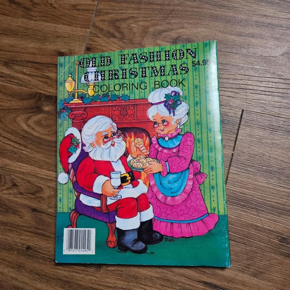 Vintage 1989 Old Fashion Christmas Coloring Book Landoll Santa Mrs Claus Retro